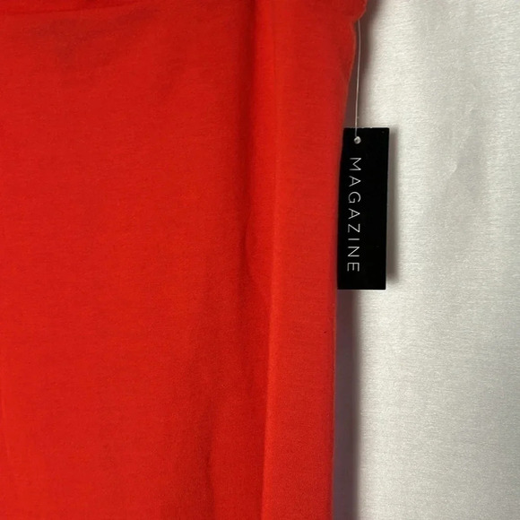 BRIGHT RED straight hi low skirt with a bit of  flare at the bottom MAGAZINE NWT - Picture 4 of 10